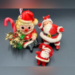 Vintage Set of 3 1950’s Christmas Ornaments